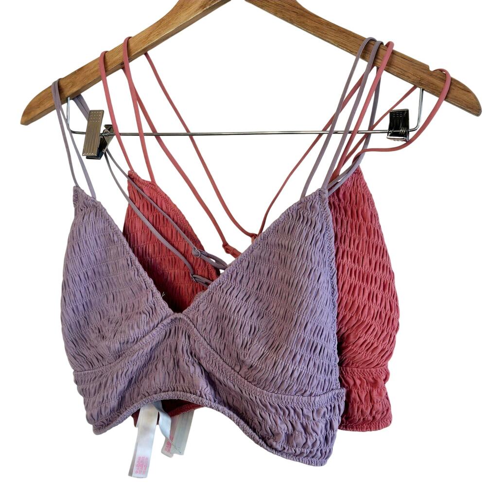 SET OF 2 - VS Pink Bralettes strappy in peach and lavender summer tops